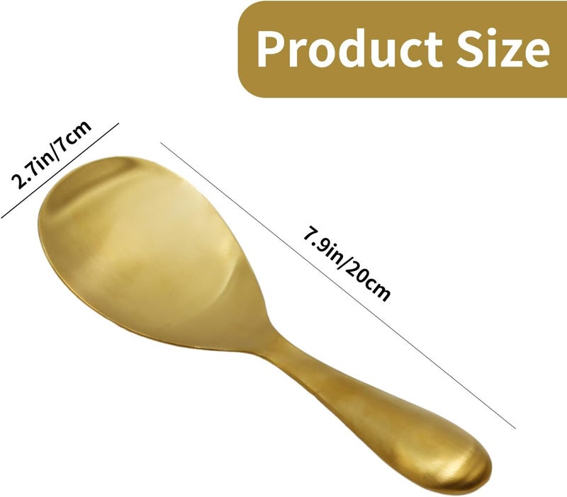 MDEOOSKY 2 Pack 8 Inch Stainless Steel Rice Spoons, Thickened Heat Resistant Serving Spoon, for Kitchen, Gold - Image 4